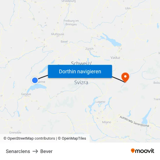 Senarclens to Bever map