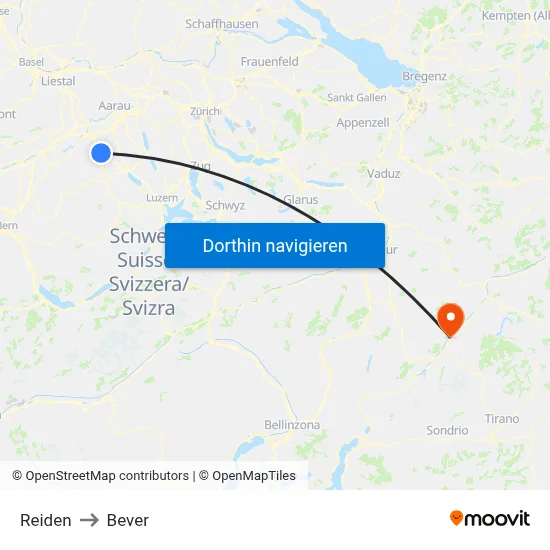 Reiden to Bever map