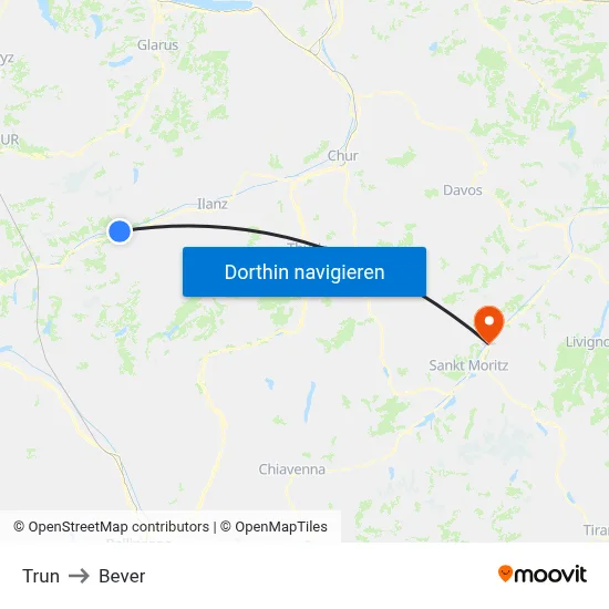 Trun to Bever map