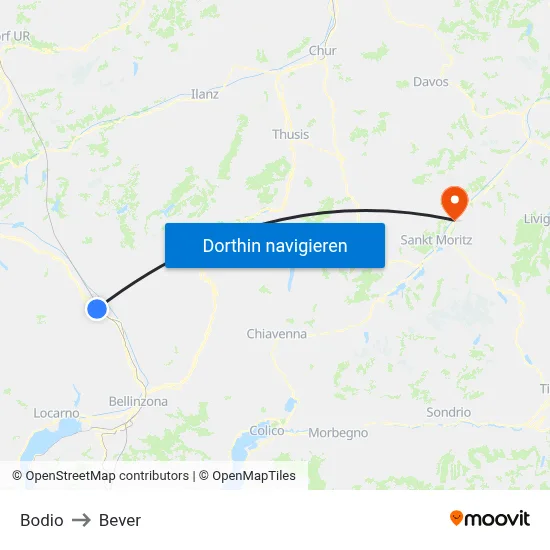 Bodio to Bever map