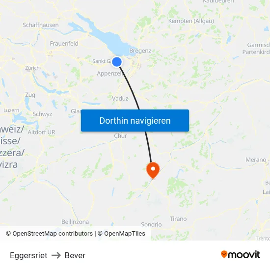 Eggersriet to Bever map