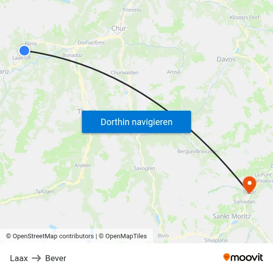 Laax to Bever map