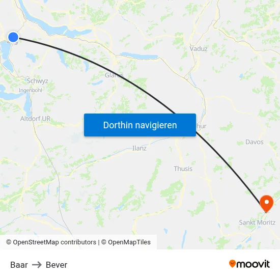 Baar to Bever map