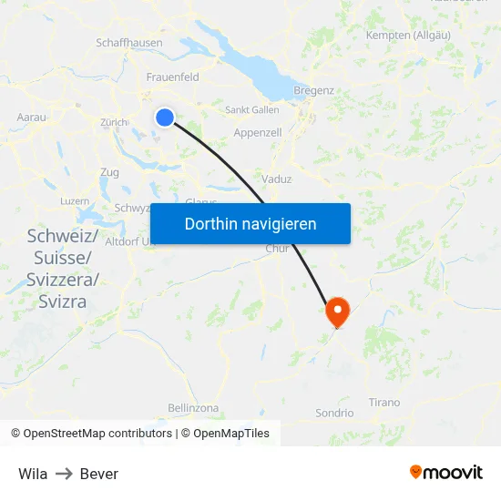 Wila to Bever map