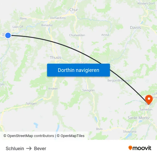 Schluein to Bever map