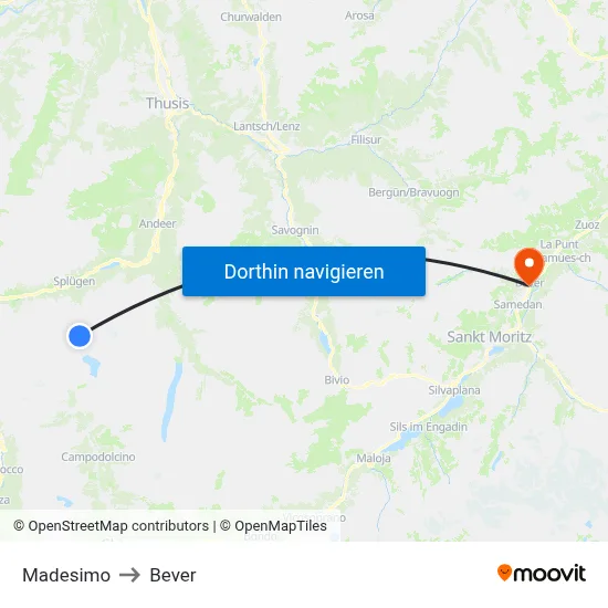 Madesimo to Bever map