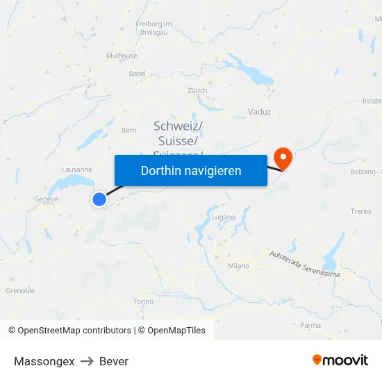 Massongex to Bever map
