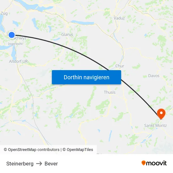 Steinerberg to Bever map