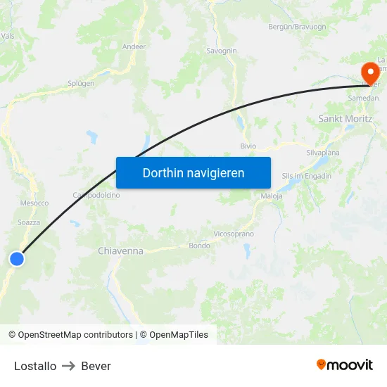 Lostallo to Bever map