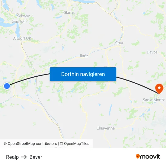 Realp to Bever map