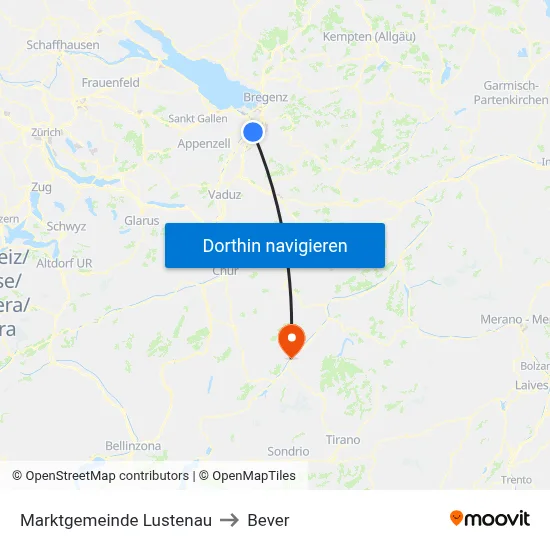 Marktgemeinde Lustenau to Bever map
