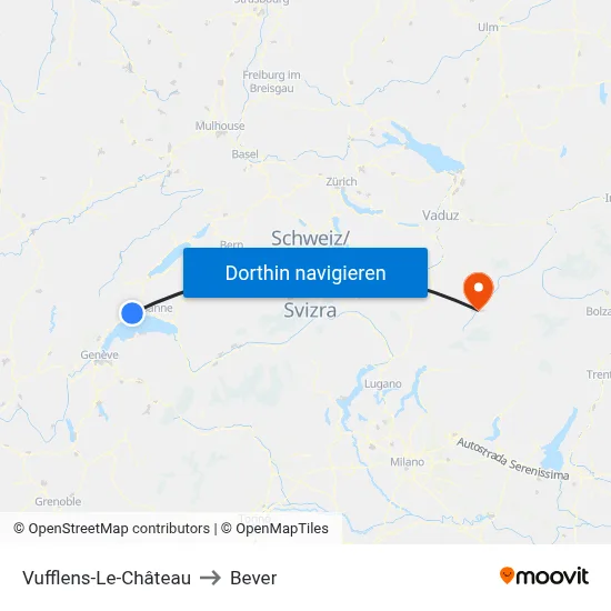 Vufflens-Le-Château to Bever map