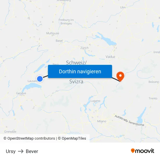 Ursy to Bever map
