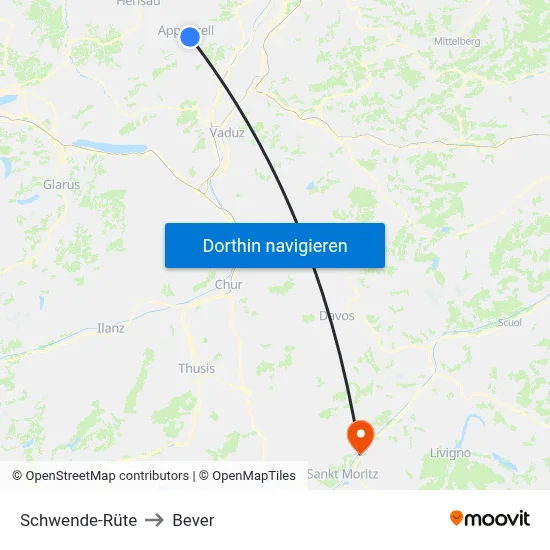 Schwende-Rüte to Bever map