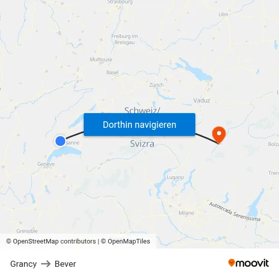 Grancy to Bever map