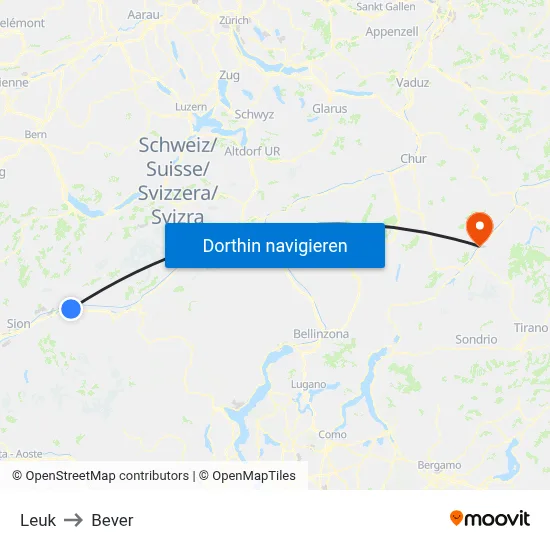 Leuk to Bever map