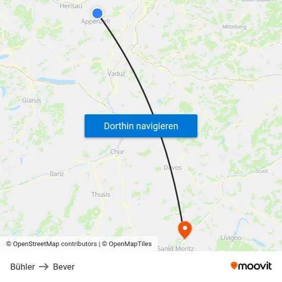 Bühler to Bever map