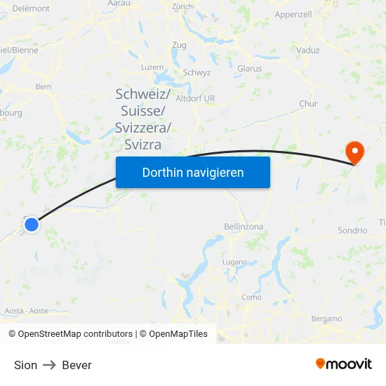 Sion to Bever map