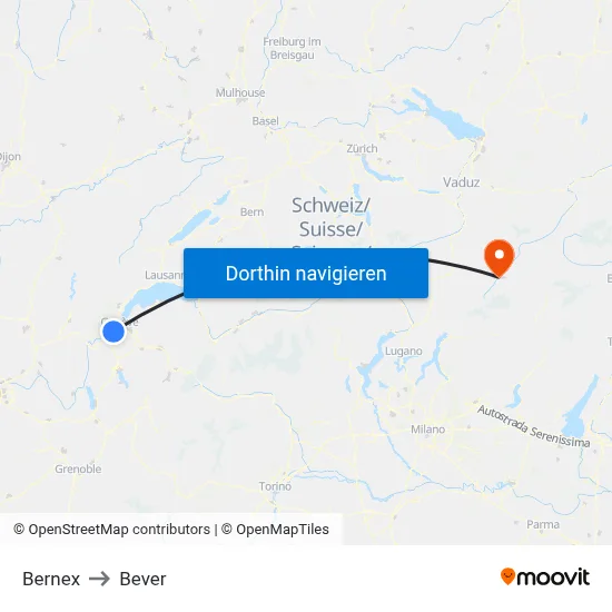 Bernex to Bever map