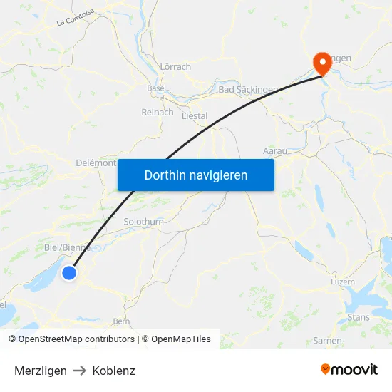 Merzligen to Koblenz map