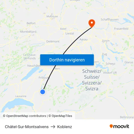 Châtel-Sur-Montsalvens to Koblenz map