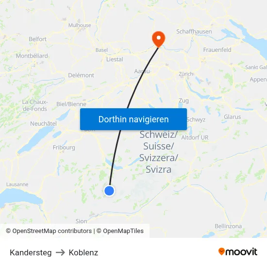 Kandersteg to Koblenz map