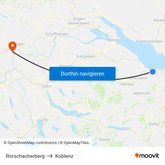 Rorschacherberg to Koblenz map
