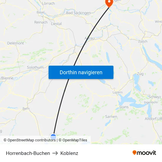 Horrenbach-Buchen to Koblenz map