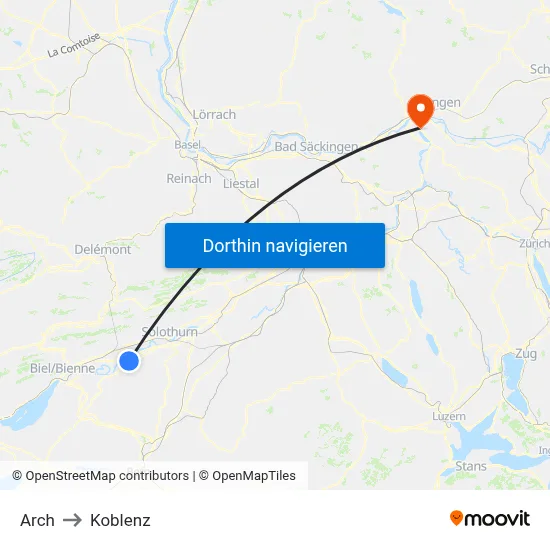Arch to Koblenz map