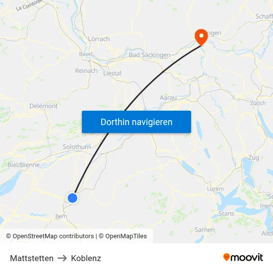 Mattstetten to Koblenz map
