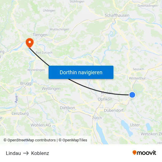 Lindau to Koblenz map