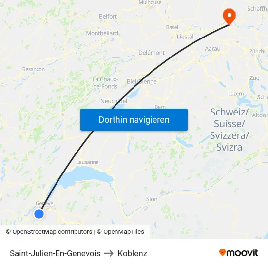 Saint-Julien-En-Genevois to Koblenz map
