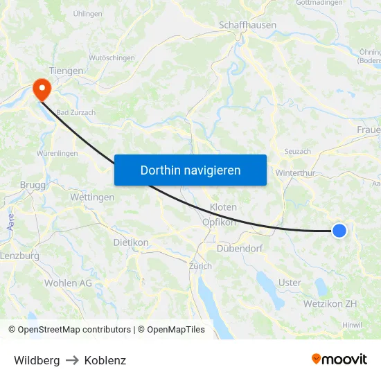Wildberg to Koblenz map