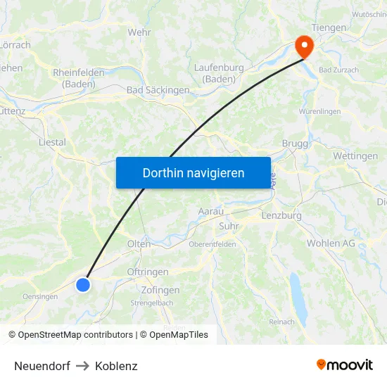 Neuendorf to Koblenz map
