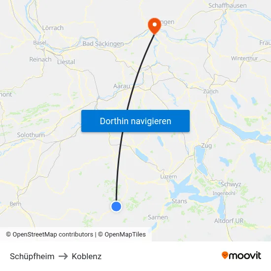 Schüpfheim to Koblenz map