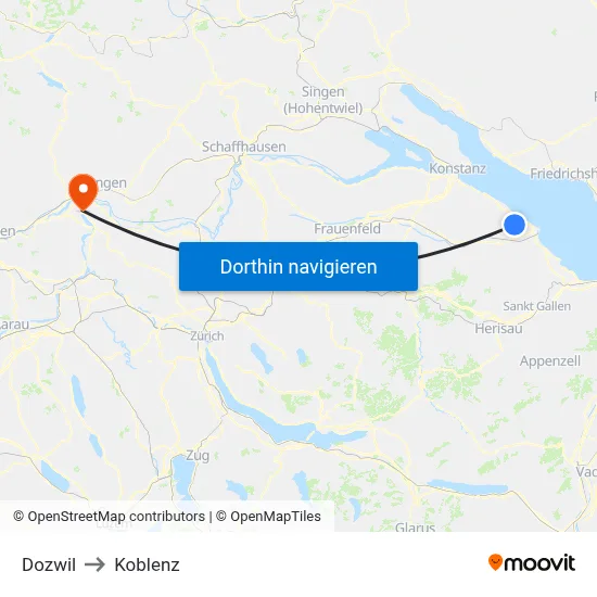 Dozwil to Koblenz map