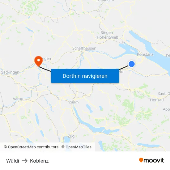 Wäldi to Koblenz map