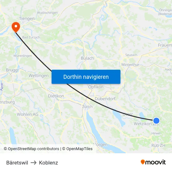 Bäretswil to Koblenz map