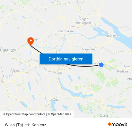 Wilen (Tg) to Koblenz map