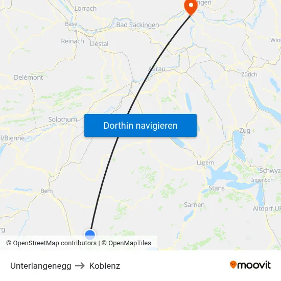 Unterlangenegg to Koblenz map