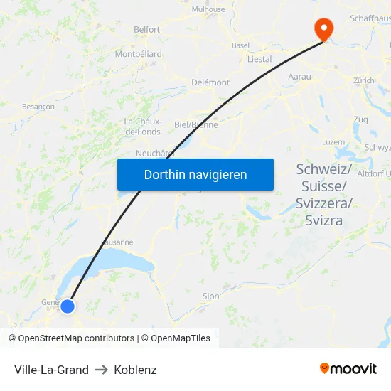 Ville-La-Grand to Koblenz map