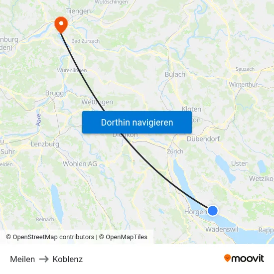 Meilen to Koblenz map
