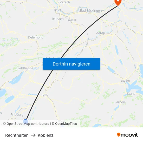 Rechthalten to Koblenz map