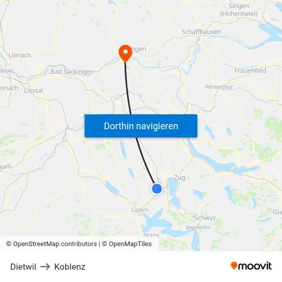 Dietwil to Koblenz map