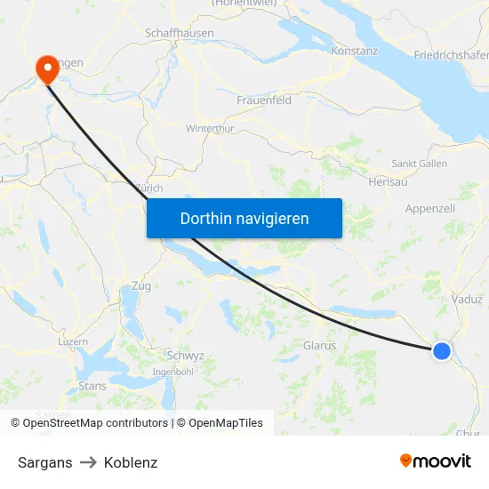 Sargans to Koblenz map