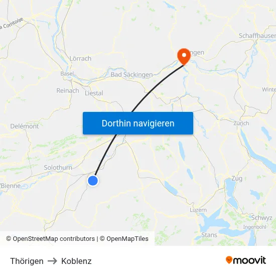 Thörigen to Koblenz map