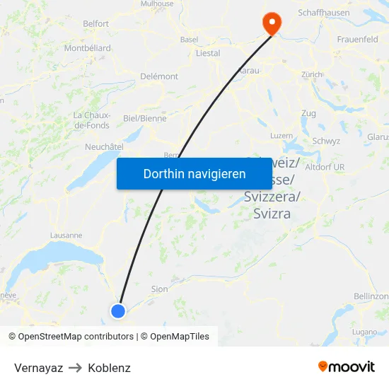 Vernayaz to Koblenz map