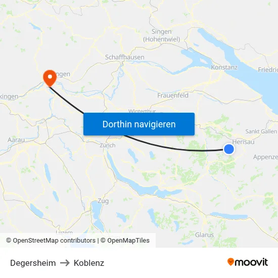 Degersheim to Koblenz map