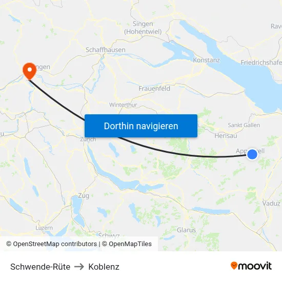 Schwende-Rüte to Koblenz map