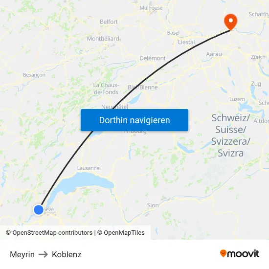 Meyrin to Koblenz map